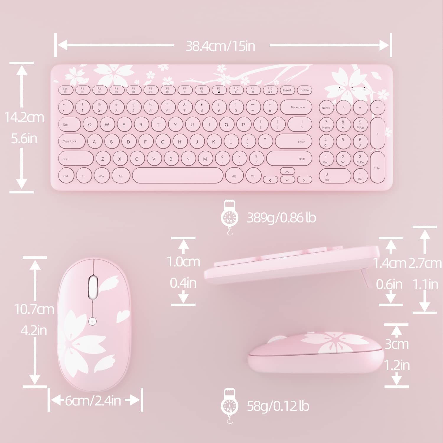 Mytrix Sakura Wireless Keyboard and Mouse Set, Cherry Pink Wireless Mouse and Keyboard Combo, Retro Type-Writer Keys, Silent 96-Key Keyboard Mytrix Sakura Wireless Keyboard and Mouse Set, Cherry Pink Wireless Mouse and Keyboard Combo, Retro Type-Writer Keys, Silent 96-Key Keyboard